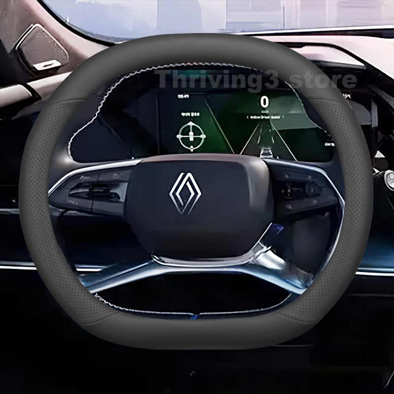 Tech Accessories Hub - Lederen auto stuurwielhoes voor NIEUWE Renault