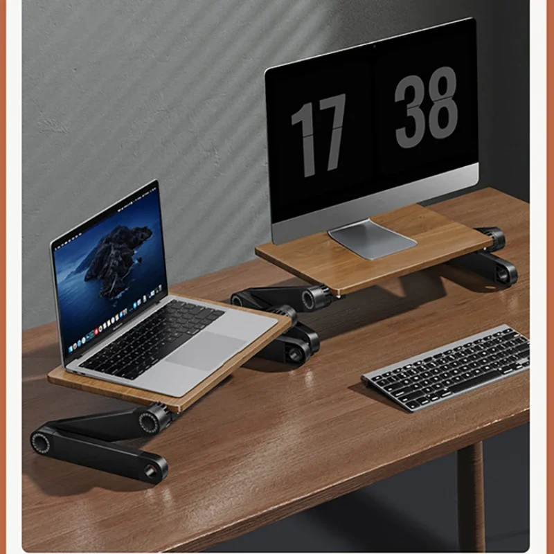 Laptop Stand Bamboo - Massief houten laptophoogtestandaard Verstelbare computerbeugel Desktopschermverhoger