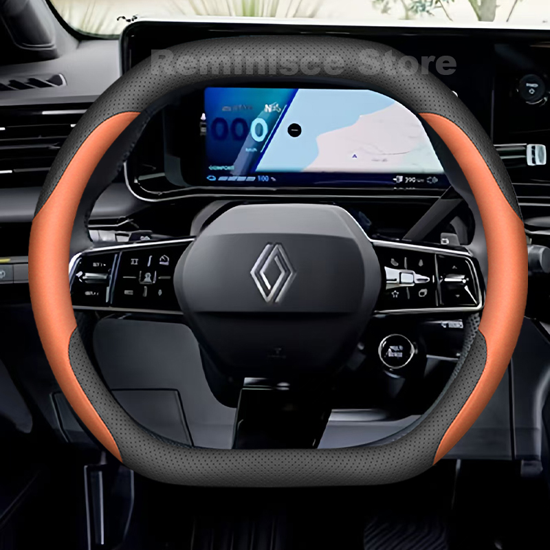 Tech Accessories Hub - Lederen auto stuurwielhoes voor Renault 5