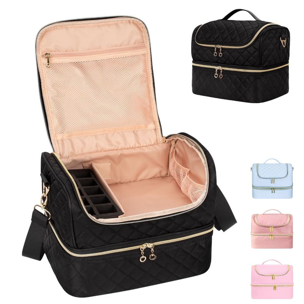 Tech Woven Accessories - Dubbele laag nagellak opbergtas, ruimte voor
