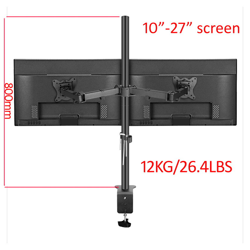Monitor Arm Single - T902-280 360° Draaibare Stalen Dubbele Monitorhouder
