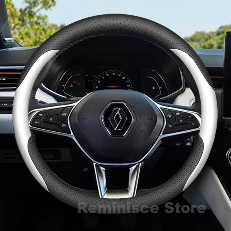 Tech Accessories Hub - Lederen auto stuurwielhoes voor Renault Clio