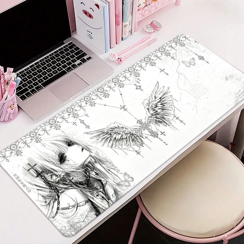Tech Accessories For Desk - Leren muismat Zwart Wit Anime Esthetiek