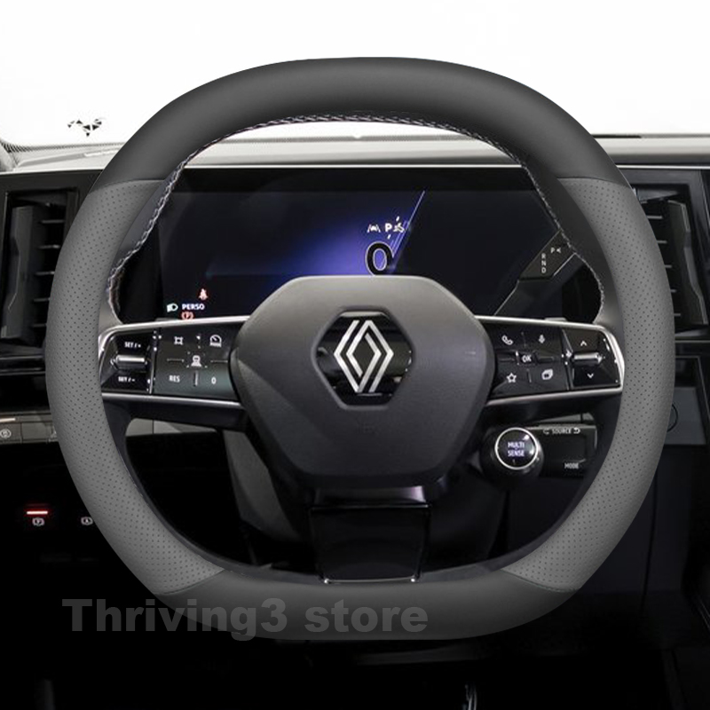 Tech Accessories Hub - Lederen auto stuurwielhoes voor Renault Scenic