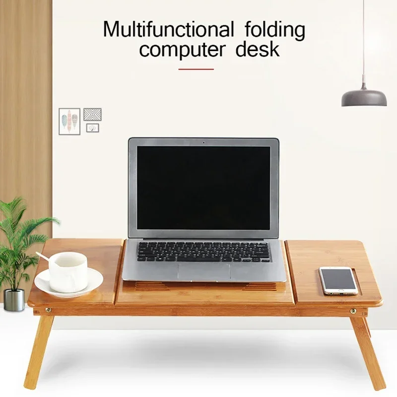 Laptop Stand Bamboo - Verstelbaar bamboe laptopbureau/standaard (met ventilator) –
