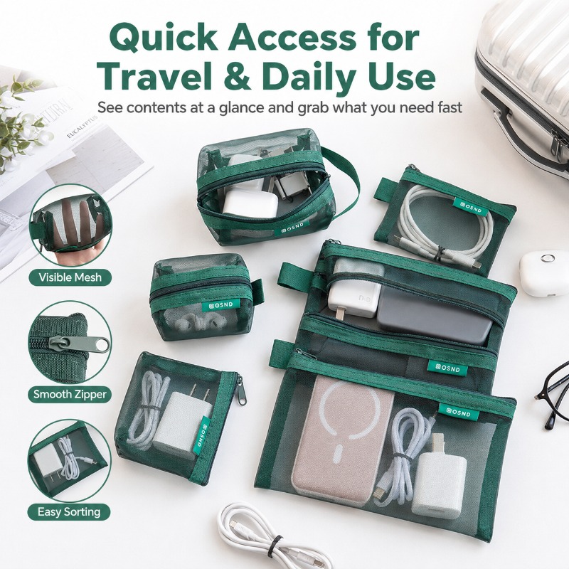 6-delige draagbare mesh tech-a - Tech Woven Accessories recensie en prijs